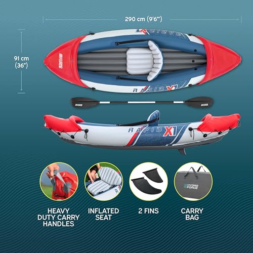 Bestway Hydro-Force Rapid X1 Inflatable Kayak, Inflatable 1 Person Kayak Set With Hand Pump And Carry Bag - 7