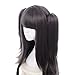 Xingwang Queen Women Girls' Cosplay Wig Long Straight Black Gray Mixed A Little Purple Hair Synthetic Wigs with two Ponytails
