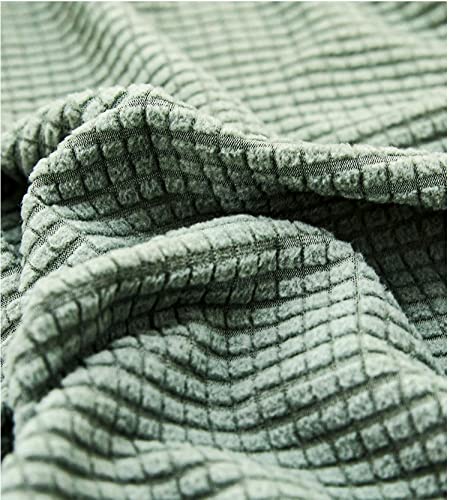 Housse de canapé en L vert jacquard extensible lavable protection 2 places