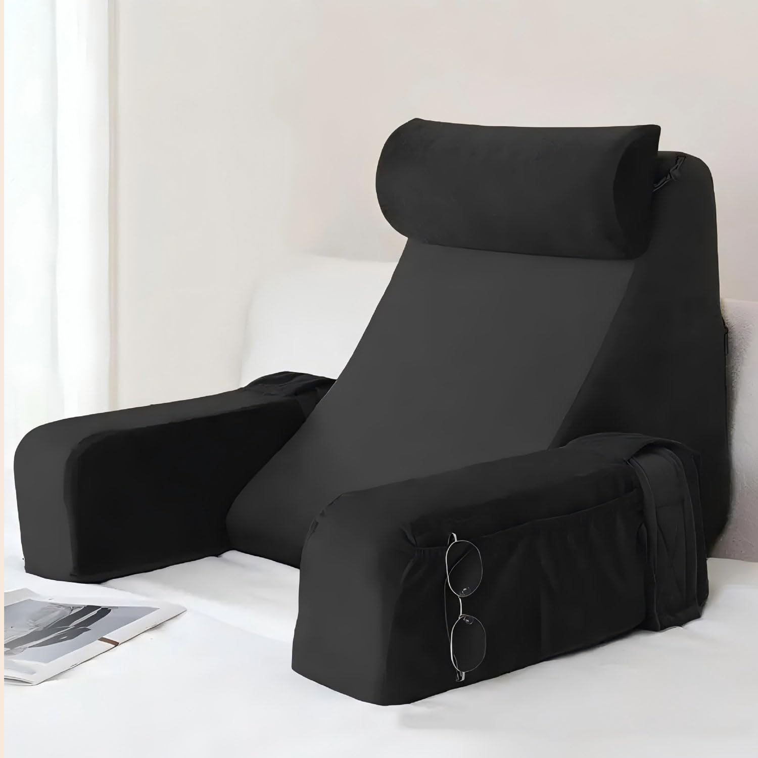 Oreiller de lecture en fibres longues avec coussin lombaire ergonomique