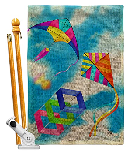 Blue Sky Kites Burlap House Flag - Set Summer Fun In The Sun Beach Pool Luau Tropical Party Season Outdoor Summertime Sunny - Decoration Banner Small Garden Yard Gift Double-Sided Made USA 28 X 40