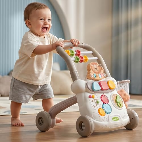 Baybee 2 in 1 Baby Walker for Kids with Basketball Hoop Music Lights Shape Sorter & Learning Clock | Activity Push Walker Sit-to-Stand Learning Toy for Babies & Toddlers 02 Years