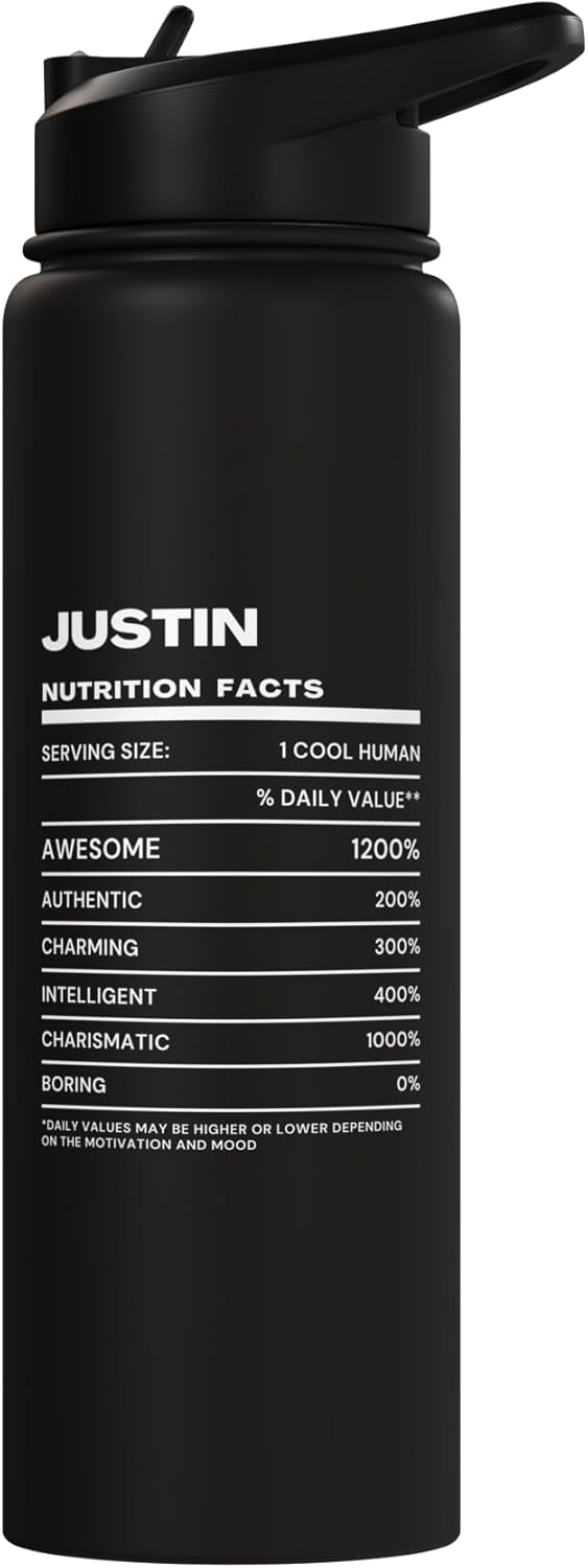 Justin Nutrition Facts Name Stainless Steel Insulated Water Bottle