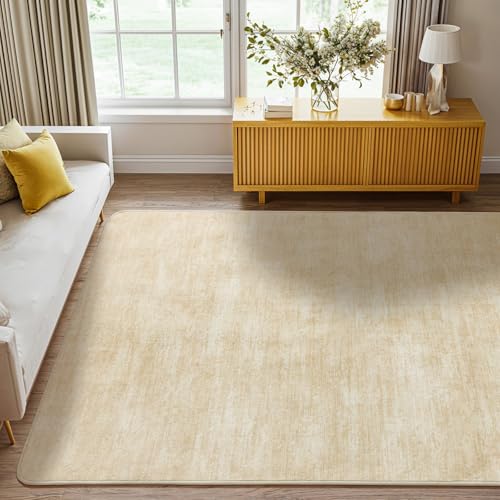 Washable Rug 5x7 Area Rugs for Living Room - Stain Resistant Non-Slip Backing Boho Rug for Bedroom,Durable & Ultra-Thin Vintage Large Area Rug(5x7,Beige)