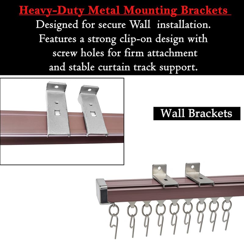 Image of MetDeals Aluminium Deluxe Silent Channel Curtain Track with Smooth Runners & Wall Fit Bracket,Hook,End Caps, Screw & Wall Plug | Curtain Rail System for Home & Office(Rosegold Color,4 Feet)