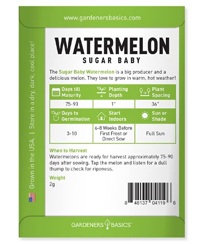 Watermelon Seeds For Planting - Sugar Baby Heirloom Variety, Non-Gmo Fruit Seed - 2 Grams Of Seeds Great For Outdoor Garden By Gardeners Basics #TOP3