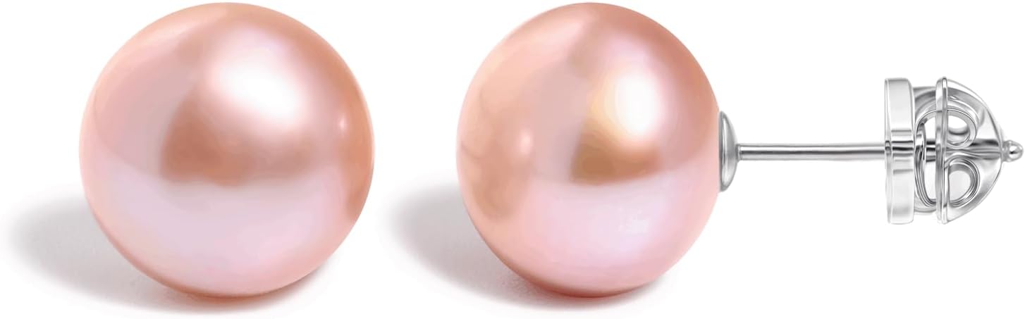 Pearl Stud Earrings for Women, S925 Sterling Silver Hypoallergenic Earrings, Freshwater Cultured Pearls