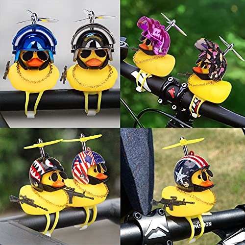 Image of wonuu Rubber Duck Car Ornaments, Squeeze Duck Dashboard Decorations Bicycle Decor for Cycling Motorcycle & Bicycle Accessories Decorations (Stars&Stripes-L&G)