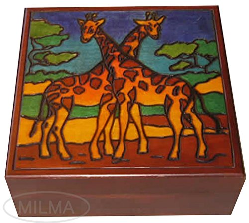 Giraffe Couple Linden Wood Jewelry Keepsake Box #TOP5