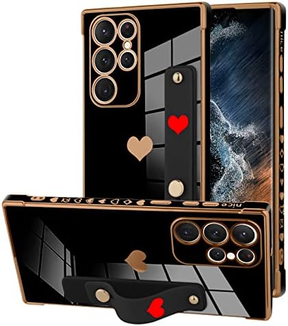 UZEUZA Case for Samsung Galaxy A53 5G 6.5" with Heart Finger Strap Bracket Slim Soft TPU Cover Shockproof Anti-Scratch Phone Case for Girls Women Protective Cover for Samsung Galaxy A53 5G