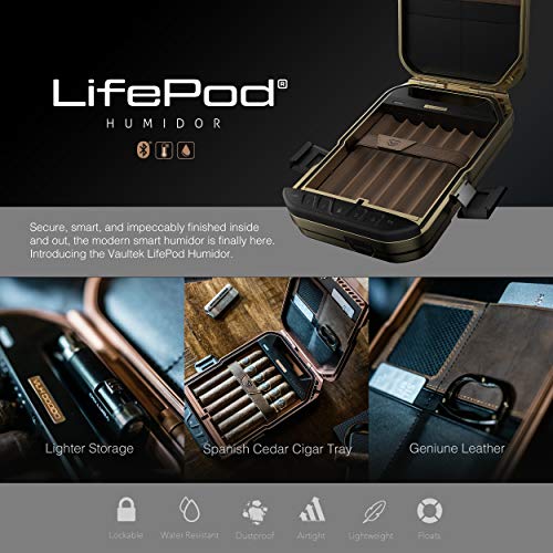 Vaultek LifePod Humidor Cigar Lock Box Waterproof Travel Case Rugged Electronic Lock Box Portable Travel Cigar Case with Backlit Keypad (Humidor)