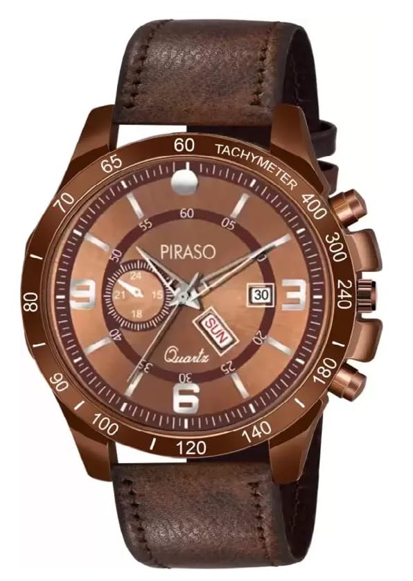 PIRASO New Look Black Dial& Black Strap Day&Date Working Display Watch for Men (B0C8B8HN6L) Amazon Price History, Amazon Price Tracker
