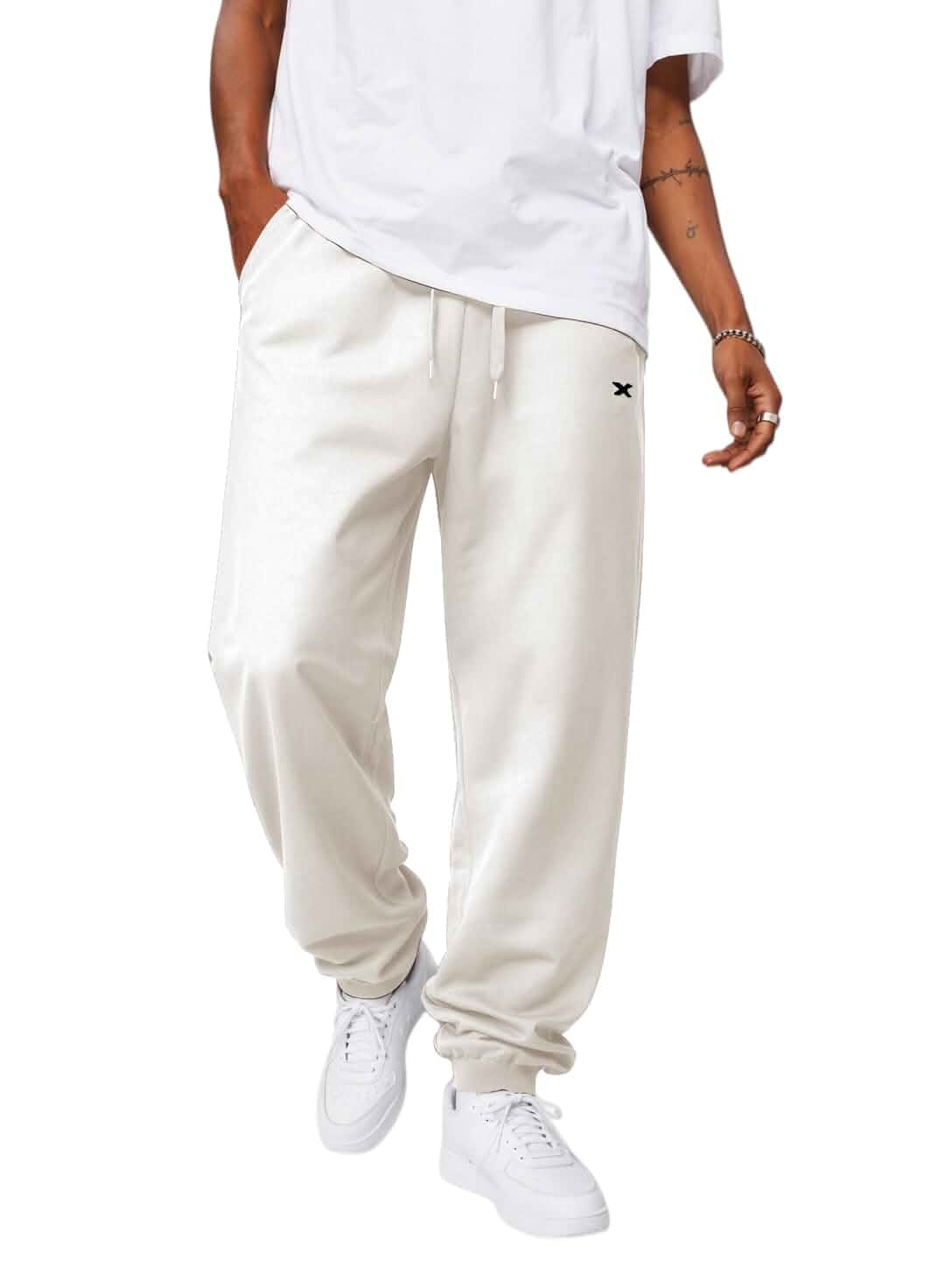 COOFANDY Men's Fleece-Lined Sweatpants Loose Fit Joggers with Pockets Soft Fleece Lining, Adjustable Drawstring Waist, Heavyweight Stretch Cotton Fabric, 2 Side Pockets, Lounging, Athleisure