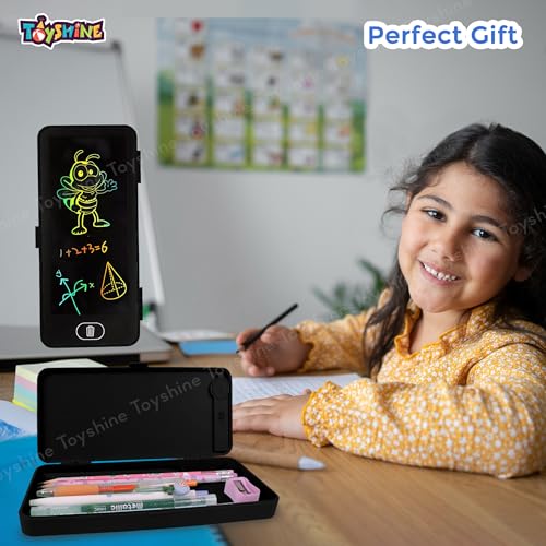 Image of Toyshine 2 in1 Digital LCD Writing Pad Children Doodle Board with Pencil Box for Kids 3-10 Years Old Boys /Girls Gifts Education Learning Toy, Black