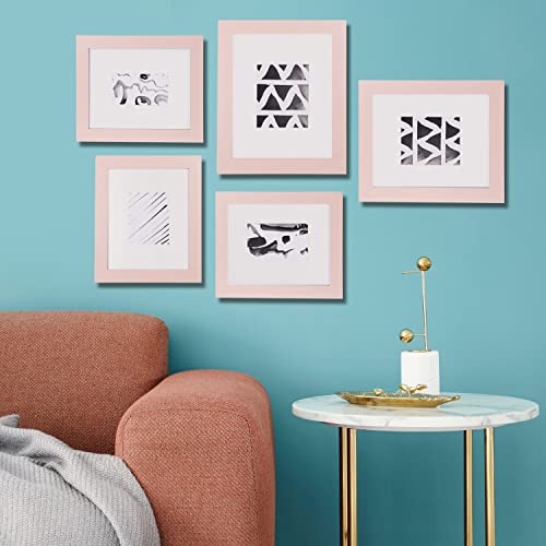 Vecelo 6X8 Picture Frame Set Of 4,Made Of Solid Wood And High Definition Glass For Wall And Tabletop Display,Photo Frame For Vertical Or Horizontal Display,Pink #TOP3