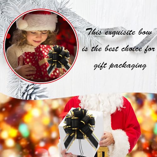 Hqjaxj 6 Pieces Black Bows For Gift Wrapping Pull Bow Ribbon Pull Bows For Christmas Wedding Baskets Valentine'S Day Bows 6 Inch Pull Bow For Gift Wrapping thumb #4