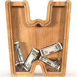 Sulevalt 12" Extra Large Wooden Letter Piggy Banks - Piggy Banks for Boys Girls Kids, Alphabet Money Banks with Initial W - Coin Banknote Bank Birthday/Christmas for Kids