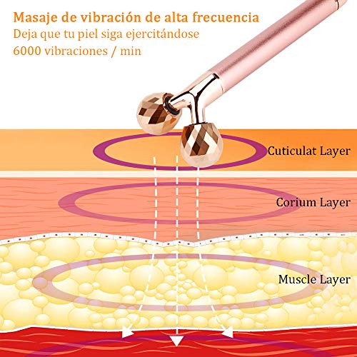Rodillo De Jade,Masajeador facial eléctrico 3 en 1,Jade Roller de cuarzo rosa natural,Masajeador Roller Tools Anti Aging Belleza Dispositivo Herramienta,piedra de masaje para Cuello,Cuerpo,ojo y brazo - imagen 4