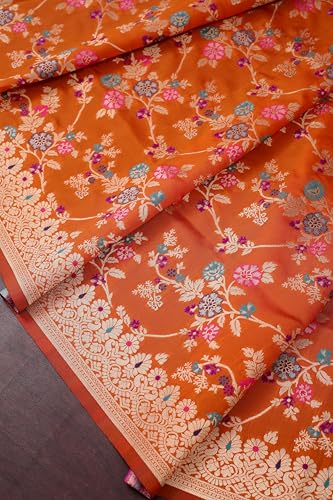 Image of DEVANGI Women's Woven Banarasi Silk Dupatta /Chunni For Women, Floral Print 1 Meter Wide and 2.3 Meter Length Printed Designer Dupatta /Chunni For Girls
