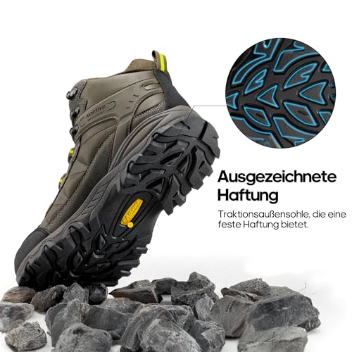 NORTIV 8 Men's Waterproof Hiking Boots Outdoor Trekking Lightweight Mountaineering Leather Shoes3