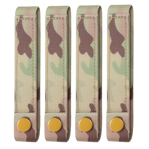 4 Pack Molle Straps with Snaps 6 inch, Tactical Mod Strap Molle Webbing Straps, Military Backpack Vest Molle Accessories Snap Strap, Nylon Thumb Snaps Straps Molle Panel Connectors (CP)
