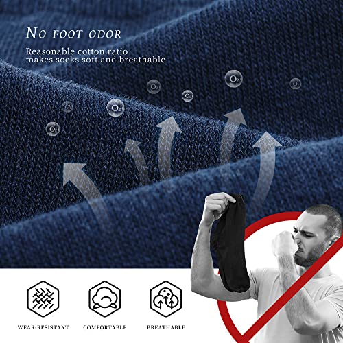 DarkCom Men's Dress Socks, Black, 6 Pairs Classic Cotton Polyester Socks, Reinforced, Cozy4