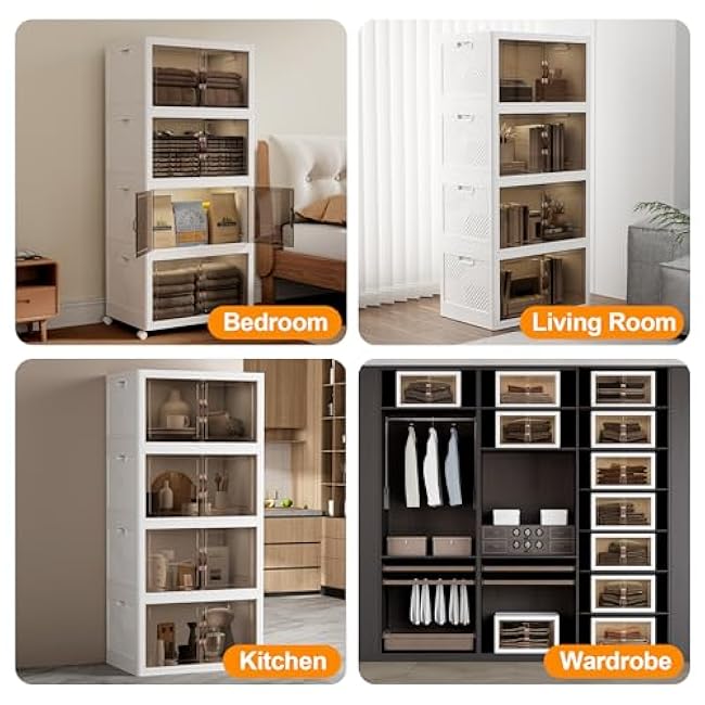 JOYMOOP 198 Qt Stackable Storage Bins with Lids, Closet Organizers and Plastic Storage Drawers for Home, 3 Pack Cubes