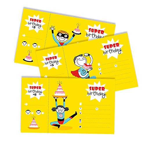 Avenue Mandarine, Ref CO142O, Detachable Invitation Cards, Superhero Designs, Booklet of 12 Invitations - Image 3