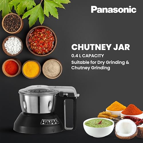 Image of Panasonic Heavy Duty Mixer Grinder MX-GC3590 (Black) Powerful 900W | 19000-RPM | 3 Jars - Stainless Steel Multipurpose Chutney-Mill-& Blender Jars| Warranty 2 Years on Product & 5 Years on Motor
