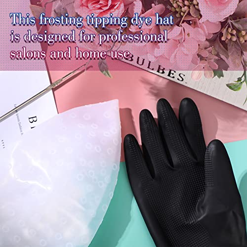 Canlierr UA-CANLIERR-284 Hair Highlighting Kit Hair Coloring Highlighting Cap With Hook Hair Dye Cap With Gloves Reusable Highlight Cap Silicone Hair Coloring Frosting Pull Through Caps Accessories For Salon Home Hairdressing thumb #5