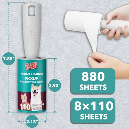Image of Lint Rollers for Pet Hair Extra Sticky, 880 Sheets Mega Value Set Lint Roller with 4 Upgraded Handles, 8 Rollers Portable Pet Lint Remover for Clothes, Furniture, Carpet, Dog & Cat Hair Removal