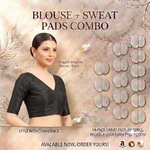 Image of Studio Shringaar Women Readymade Raw Silk V Neck Saree Half Sleeve Blouse