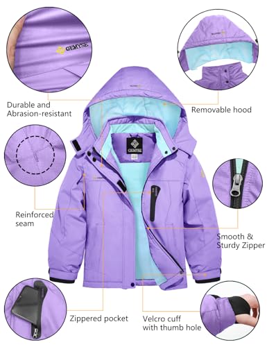 Image of GEMYSE Girl's Waterproof Ski Snow Jacket Hooded Fleece Lined Windproof Winter Jacket