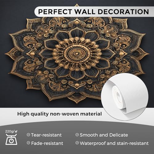 Papier peint panoramique intissé fleur mandala géant