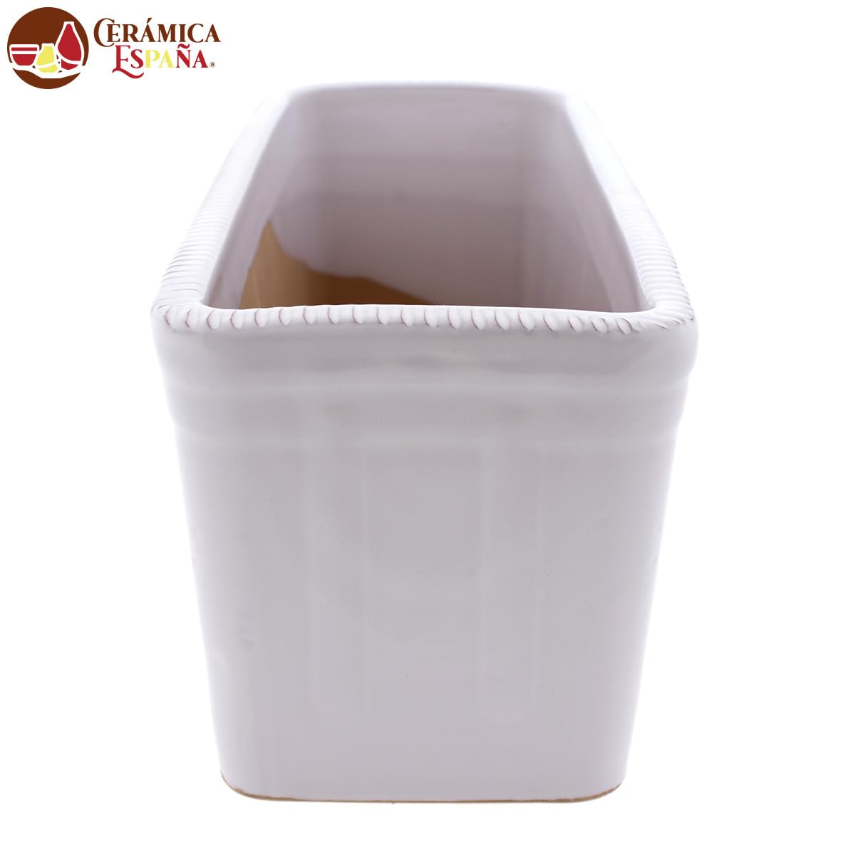 HISZPANIA CERAMICA | Sadzarka | Sadzarka balkonowa | Zewnętrzna sadzarka | Prostokątna Sadzarka | Sadzarka urządzona gładka biała - Model J02 | 30x13x13 cm