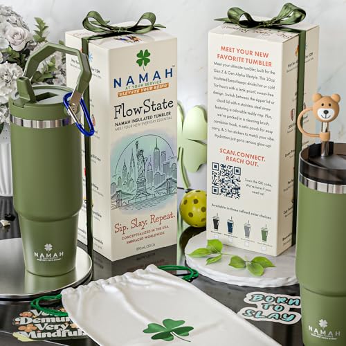 Image of Namah 890 ml Stainless Steel Tumbler with Straw, Lid & Top Handle, Leak Proof Vacuum Insulated Tumbler Water Bottle, Hot & Cold Sipper Bottle for Adults, Office Gym Travel, Car Cup Holder Friendly