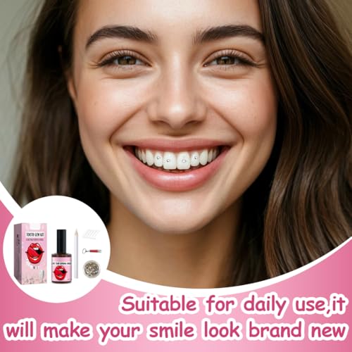 YUPZAR 1 Satz DIY Tooth gem kit DIY Mit Kleber zahnsteine selber kleben set, für Reflektierende Zahnverzierungs-Dekoration
