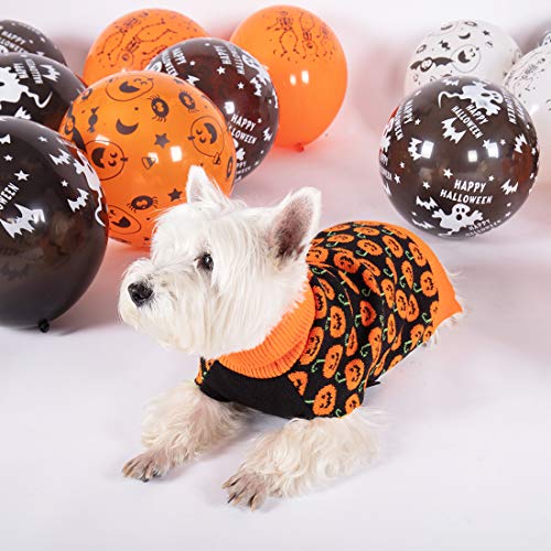 Kyeese Halloween Dog Sweater Pumpkin With Leash Hole Dog Sweater Turtleneck Dog Knitwear Warm Pet Sweater,M #TOP2