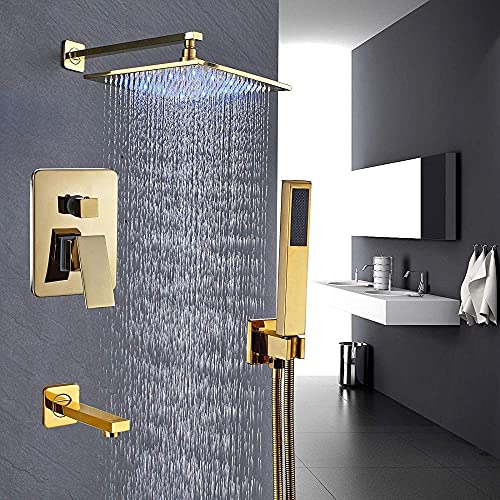 Robinet de baignoire et douche 3 voies or pour réguler les jets d'eau LED