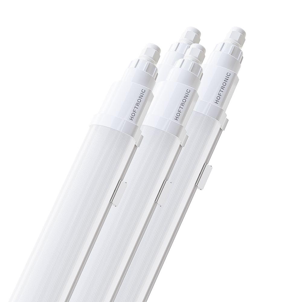 HOFTRONIC - Q-Series Lot de 4 Réglette LED 150cm - IP65 extérieur étanche - 48W 5760 Lumens - 6500K Blanc Froid - IK08 - Connectable rapide - pour Sous-sol, Garage, et l'entrepôt - Lampe Fluorescente