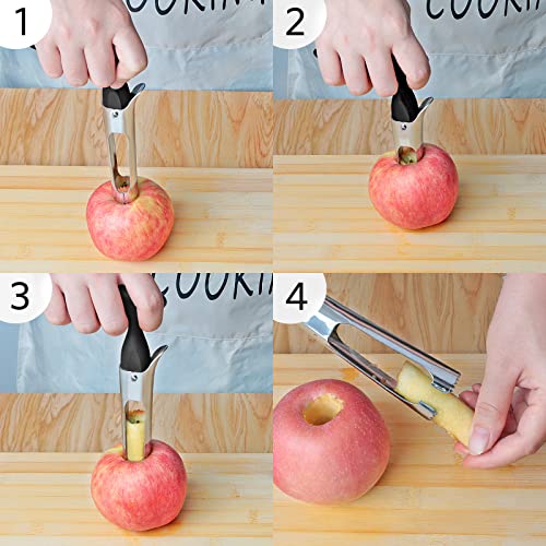 Foto von Asdirne Apfelschneider & Entkerner Set, Apfelschneider und Obstschneider mit scharfen Edelstahlklingen und ergonomischen rutschfesten Griffen, ideal zum Schneiden einer Vielzahl von Früchten, Schwarz