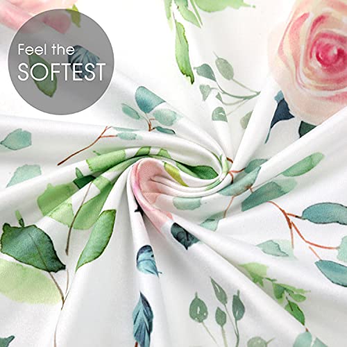 Image of GRSSDER Stretchy Ultra Soft Baby Fitted Bassinet Sheet Set 2 Pack, Universal Cradle Sheet Set for Rectangle, Oval, or Hourglass Bassinet Pad /Mattress,Pink Rose Bassinet Sheets for Girls