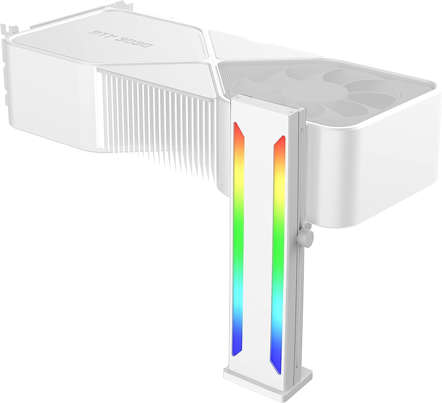 Uniontang DS White RGB Graphics Card GPU Support Bracket, Single Slot Cards, Support Video Card Holder Bracket with 5V 3PIN ARGB LED, Anodized Aerospace Aluminum (H Series)