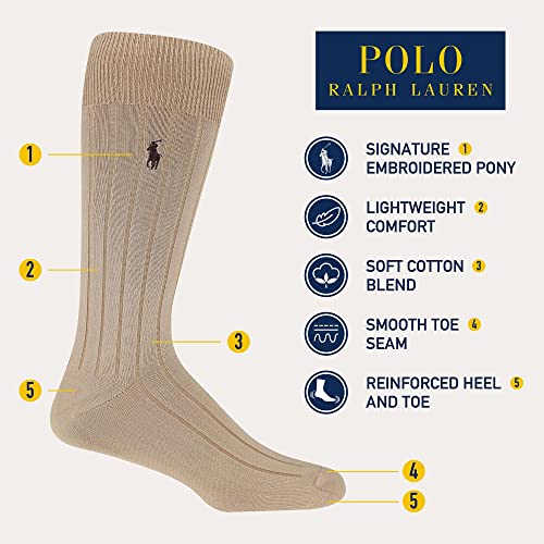 Polo Ralph Lauren Men's Super Soft Ribbed Dress Crew Socks -3 Pair Pack- Lightweight Comfort2