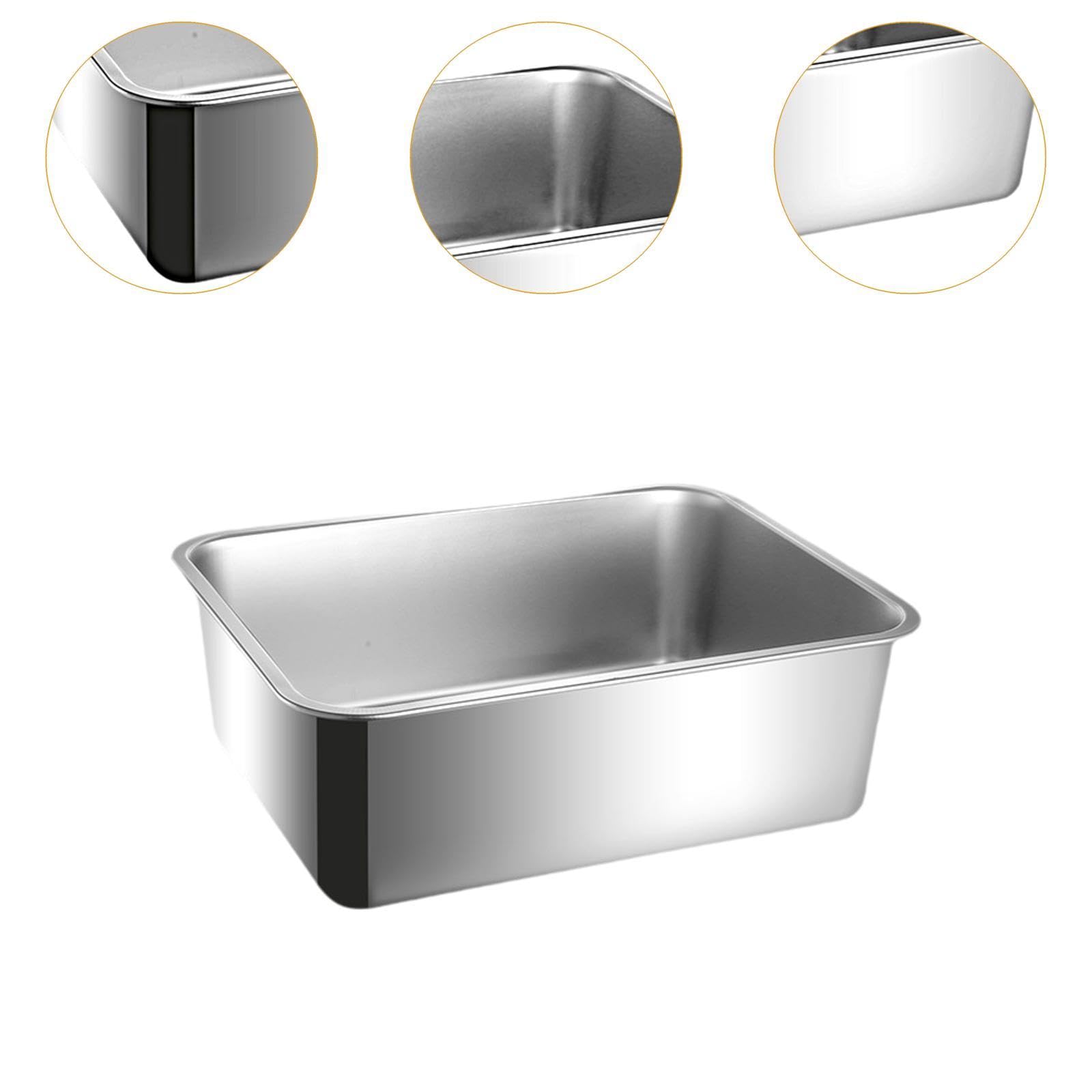 Katzenklo Edelstahl Katzenstreu Box Katzentoilette Hohe Seiten Offene Streuwanne rutschfest Leicht zu Reinigen für Kleine Katzen Und Kaninchen Innenbe, 44.5 cm X 34.5 cm