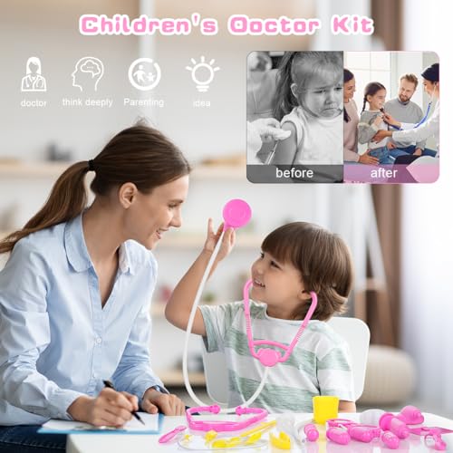 OSDUE Doctors Set for Kids 34PCS Kids Doctors Kit with Nurses Costume, Kids Doctors Set Case Educational Toys Age 3 - Image 3