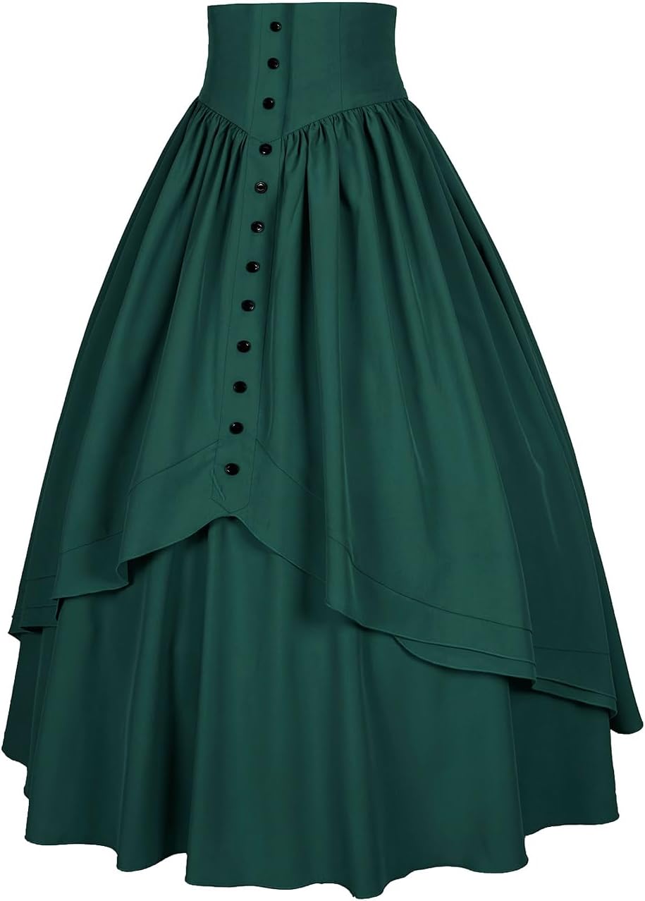 Women Victorian Skirt Medieval Renaissance Peasant Skirt Floor High Waisted Fluttering Long Skirt - Image 4