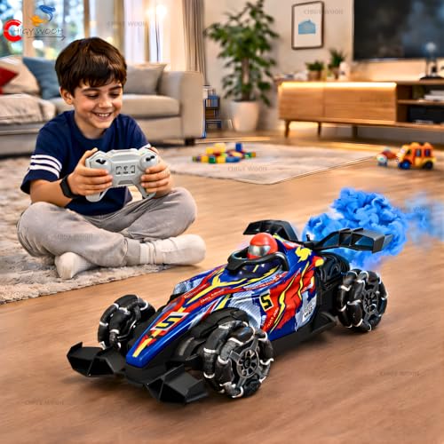 Image of Big Drift Racing RC Car | Rechargeable Stunt Car with Gesture Sensor Watch & Remote Control | Spray Smoke Effect RGB Lights | Drift Mode Racing Car Toy for Kids (Multi-Color)