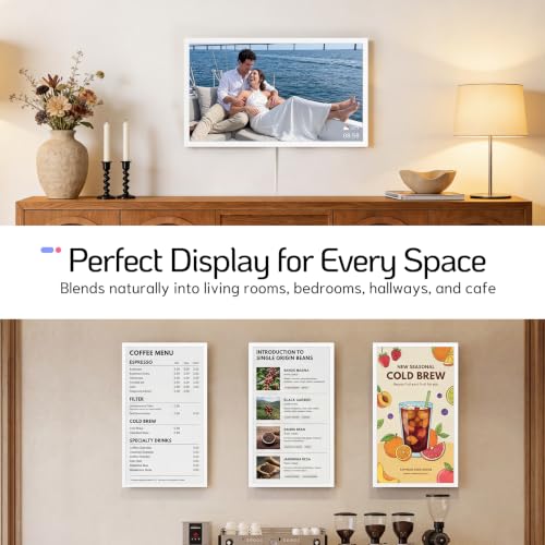 Image of NexFoto 27 Inch Touchscreen Digital Picture Frame, FHD WiFi Photo Frame Electronic 64GB, Add Photos from Google Photos, Upload Videos via APP /USB, Gifts for Christmas /Mom /Grandparents, White