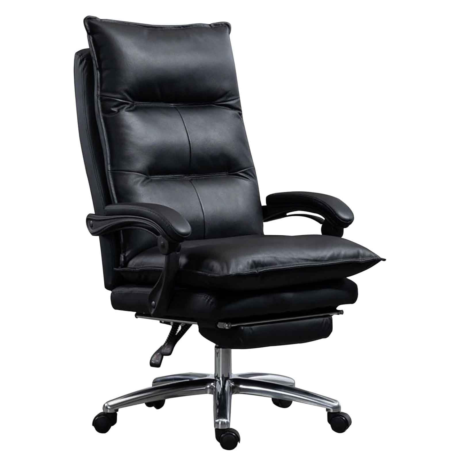 Sedia da ufficio in pelle autentica ergonomica con poggiapiedi retrattile che si reclina completamente la sedia del computer executive posteriore per comodi attività di attività per boss girevoli
